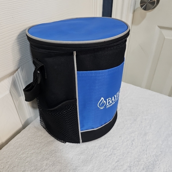 Mini Cooler Bag Adjustable Strap Zippered Closure 9x9 Blue/Black - Picture 2 of 8